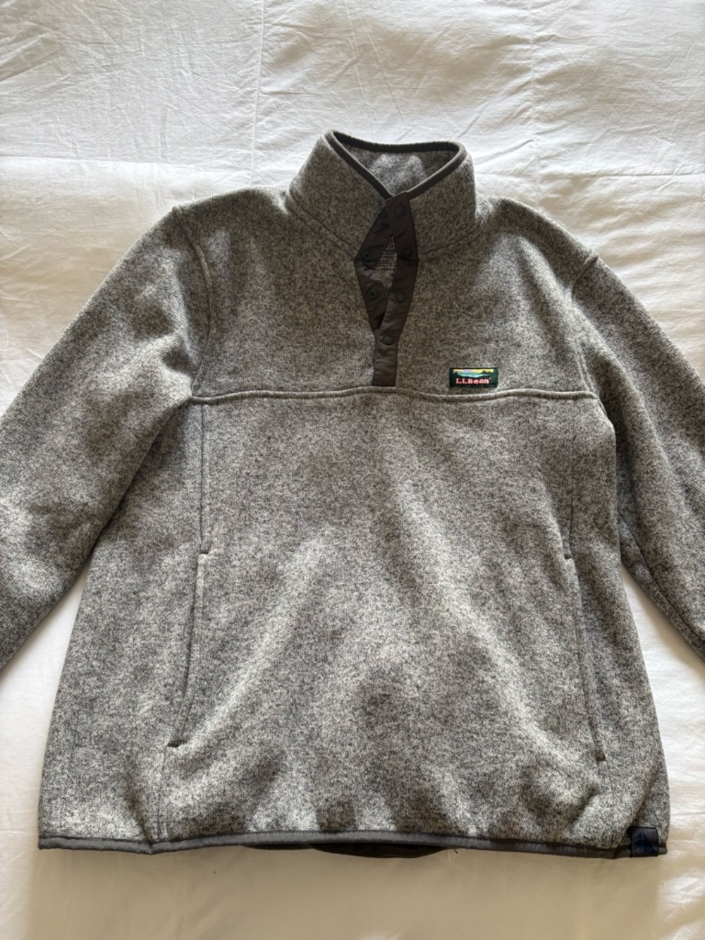 L.L. Bean Gray Fleece Snap-Quarter Pullover